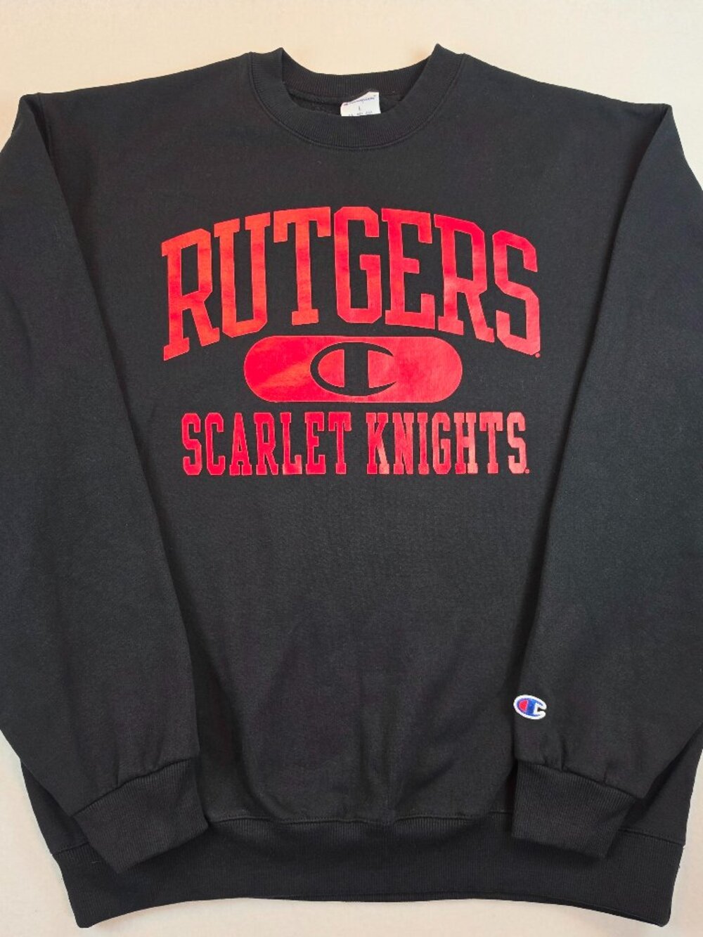 Rutgers Scarlet Knights Champion Black Crewneck Sweatshirt